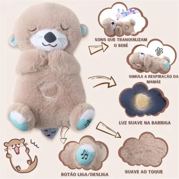 Juguete Interactivo de Peluche con Luz y Música - Nutria Gris