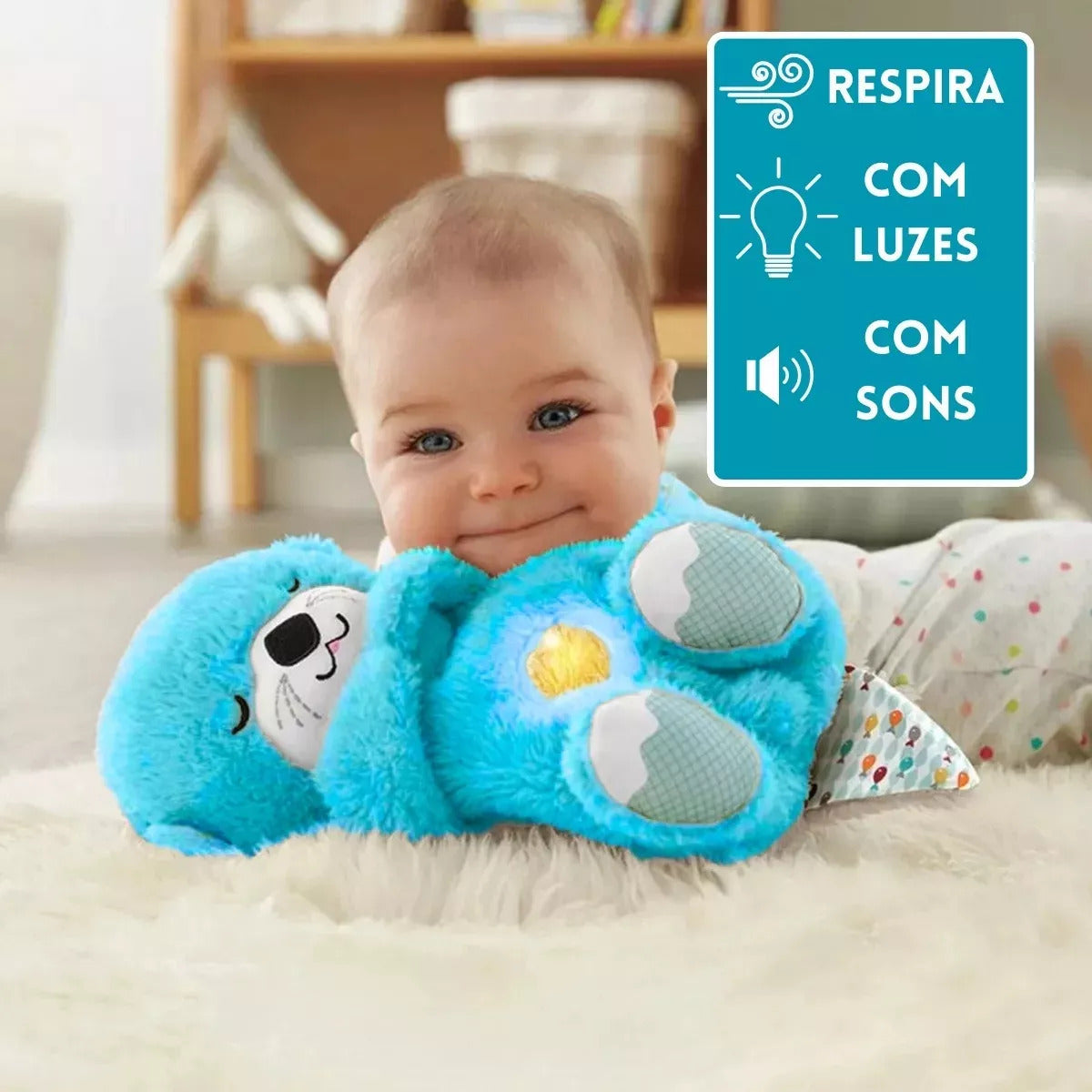 Juguete de Peluche Interactivo con Luz y Música - Nutria Azul