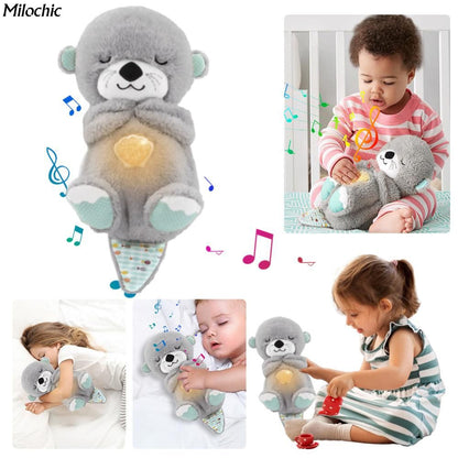 Juguete Interactivo de Peluche con Luz y Música - Nutria Gris