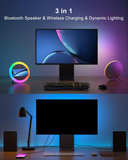 Altavoz Bluetooth con Reloj y Despertador, Carga Inalámbrica