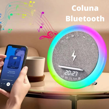 Altavoz Bluetooth con Reloj y Despertador, Carga Inalámbrica