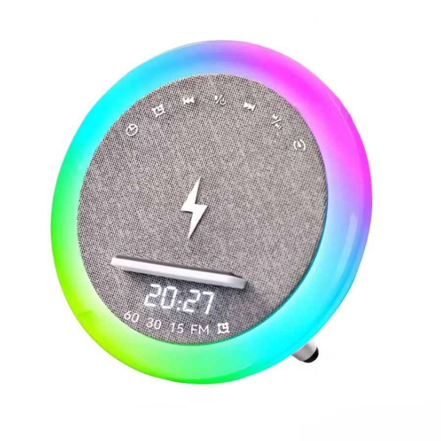 Altavoz Bluetooth con Reloj y Despertador, Carga Inalámbrica