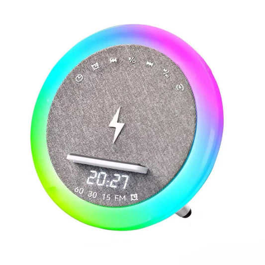 Altavoz Bluetooth con Reloj y Despertador, Carga Inalámbrica