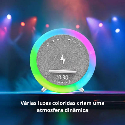 Altavoz Bluetooth con Reloj y Despertador, Carga Inalámbrica