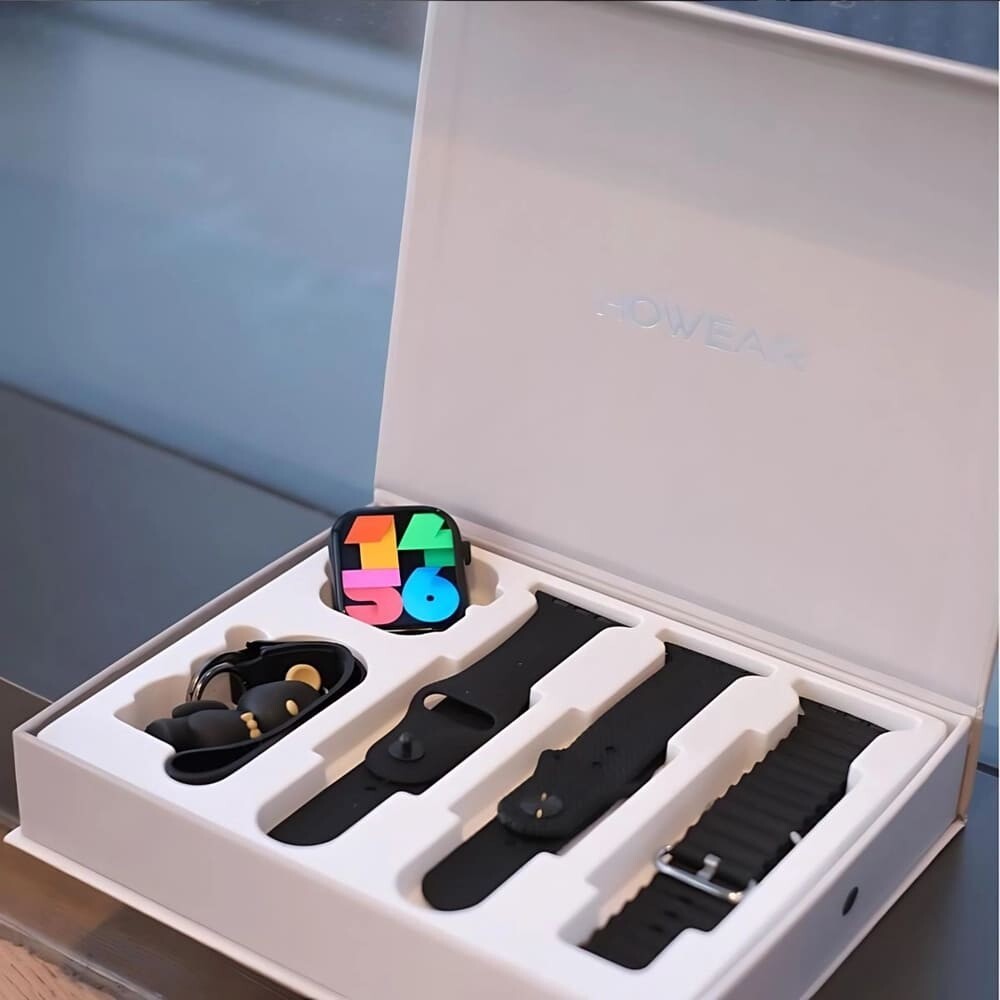 Reloj conectado HW9 Ultra 2 con 3 correas + llavero - Negro