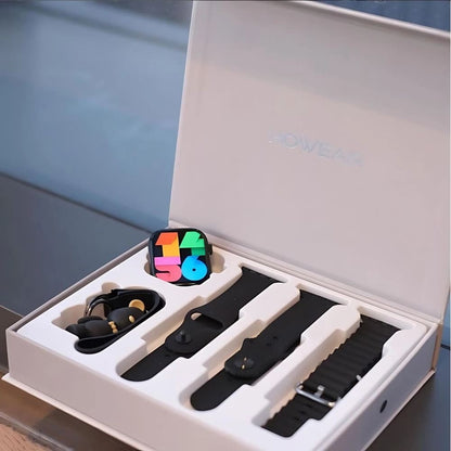 Reloj conectado HW9 Ultra 2 con 3 correas + llavero - Negro