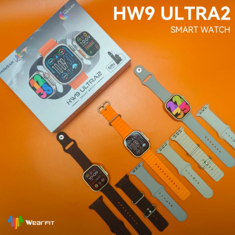 Reloj conectado HW9 Ultra 2 con 3 correas + llavero - Negro