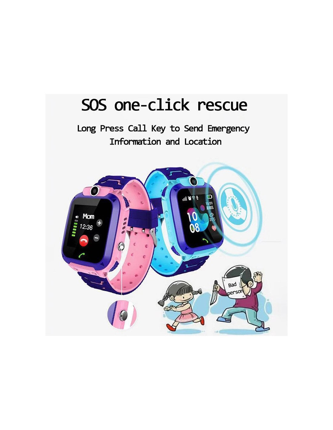 Reloj inteligente para niños con GPS - AZUL